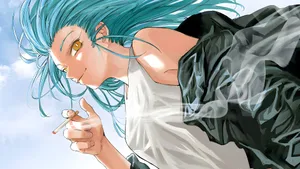 Sakamoto Days Blue Haired Character Wallpaper