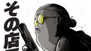 Sakamoto Days Character With Gun And Glasses Wallpaper