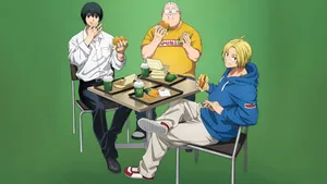 Sakamoto Days Characters Eating Wallpaper