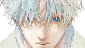 Sakamoto Days Closeup White Hair Blue Eyes Wallpaper