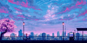 Sakura_ Sunset_ Cityscape_ Aesthetic.jpg Wallpaper