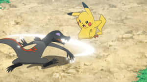 Salandit Attacking Pikachu Wallpaper