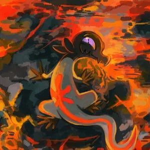 Salandit Surrounded By Orange Lava Wallpaper