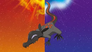 Salandit With Orange And Purple Sky Wallpaper