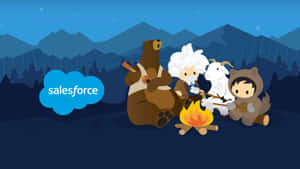 Salesforce - A Bear And A Bear With A Campfire Wallpaper