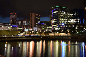 Salford Quays Nighttime Skyline Wallpaper