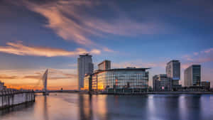 Salford Quays Sunset Skyline Wallpaper