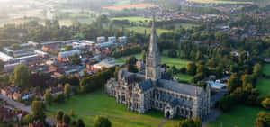 Salisbury Cathedral Aerial View Wallpaper