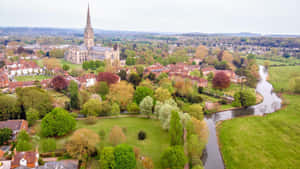 Salisbury Cathedral Aerial View Wallpaper