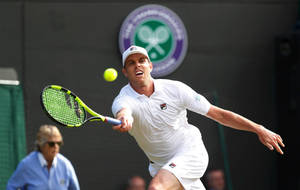 Sam Querrey In Action At Wimbledon Wallpaper