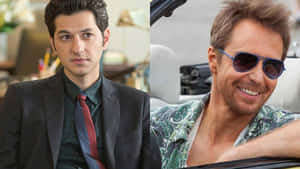 Sam Rockwell Ben Schwartz Photo Collage Wallpaper