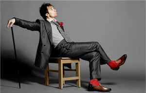 Sam Rockwell Fun Formal Suit Photoshoot Wallpaper