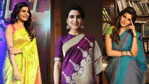 Samantha Saree Split-screen Wallpaper