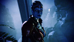 Samara, A Powerful Asari Justicar, In The Captivating Universe Of Mass Effect. Wallpaper