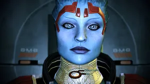 Samara, The Powerful Asari Justicar In Mass Effect, In Deep Contemplation Wallpaper