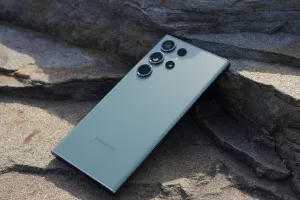 Samsung S23 Ultra On Rock Surface Wallpaper