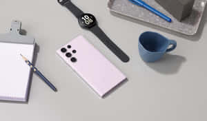 Samsung S23 Ultra Pink Workspace Setup Wallpaper