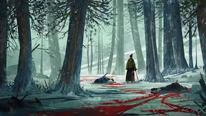 Samurai_ Aftermath_in_ Snowy_ Forest.jpg Wallpaper