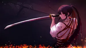 Samurai Amidst Flames Wallpaper