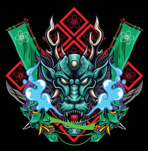Samurai Dragon Artwork Wallpaper
