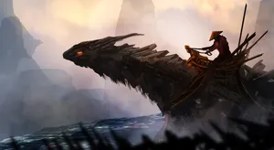 Samurai Dragon Mystical Journey Wallpaper