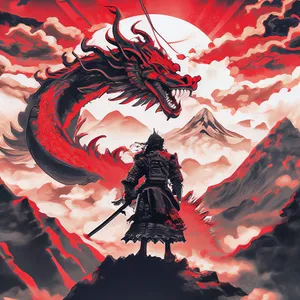 Samurai Dragon Standoff Wallpaper