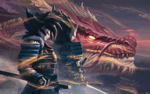Samurai Dragon Standoff Wallpaper