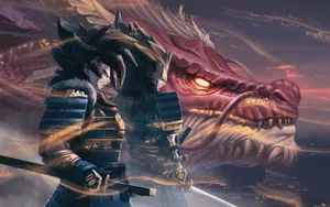 Samurai Dragon Standoff Wallpaper