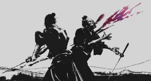 Samurai Duel Silhouette Wallpaper