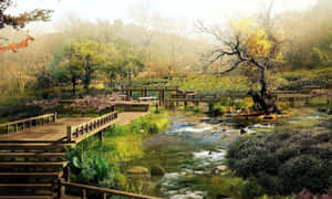 Samurai In A Mystical Garden Wallpaper