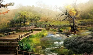 Samurai In A Mystical Garden Wallpaper