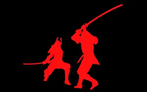 Samurai Silhouette Duel Wallpaper