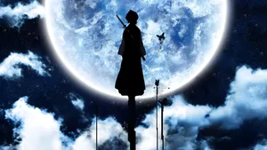 Samurai Silhouette Under Moon Wallpaper