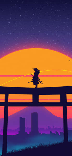 Samurai Sunset Silhouette Wallpaper