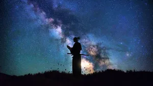Samurai Under Starry Sky Wallpaper