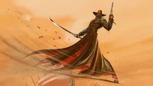 Samurai Warrior Practicing Bushido In A Serene Landscape Wallpaper