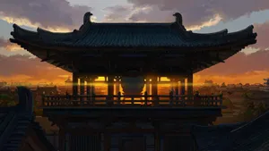 Samurai Warrior Under A Cherry Blossom Tree In Feudal Japan Wallpaper