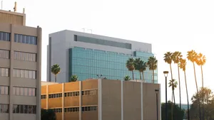 San Bernardino Modern Buildings Palm Trees Sunset Wallpaper