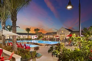 San Bernardino Resort Style Pool Dusk View Wallpaper