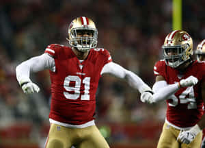 San Francisco 49ers Arik Armstead Against Green Bay Packers 201 Wallpaper