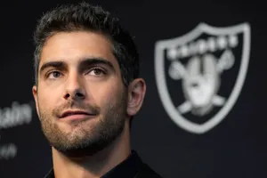 San Francisco 49ers Quarterback, Jimmy Garoppolo In Action Wallpaper