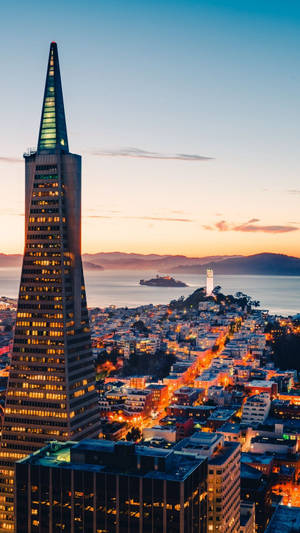 San Francisco Phone Transamerica Pyramid Lights Wallpaper