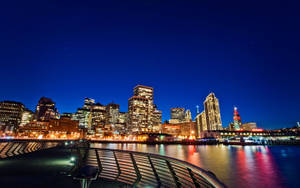 San Francisco Skyline With Blue Night Sky Wallpaper