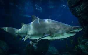 Sand Shark Swimming Underwater.jpg Wallpaper