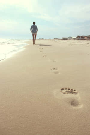 Sandy Footprints Beach Walk.jpg Wallpaper