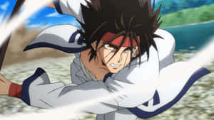 Sanosuke Sagara Action Pose Wallpaper