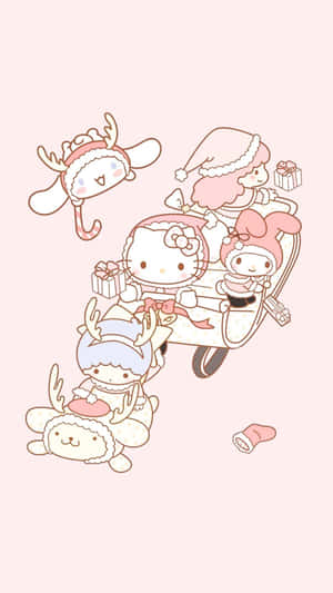 Sanrio Characters Celebrating Christmas Wallpaper