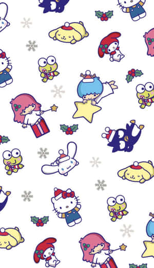 Sanrio Characters Christmas Pattern.jpg Wallpaper