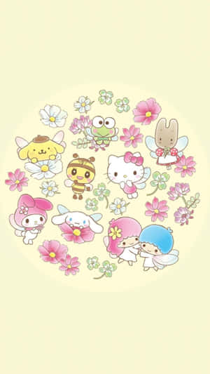 Sanrio Characters Floral Aesthetic.jpg Wallpaper