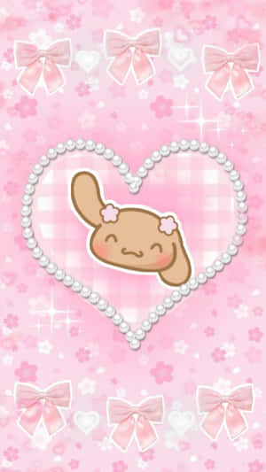 Sanrio Mochain Pearl Hearton Pink Background.jpg Wallpaper